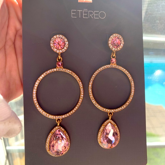 ❗️NWT❗️ 💎 Etéreo Gold and Pink Statement Earrings - Picture 1 of 1